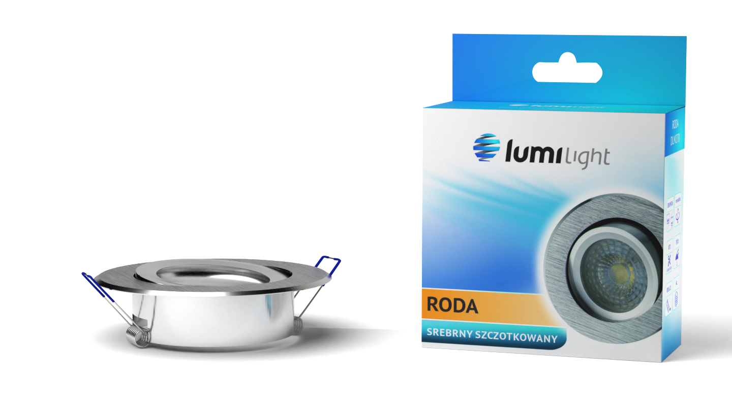 RODA DLM270 OKRĄGŁY SREBRNY SZCZOTKOWANY ALUMINIUM LL3159