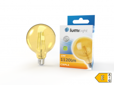 ŻARÓWKA LED G125 FLMG GOLD E27 9W CIEPŁA LL5863